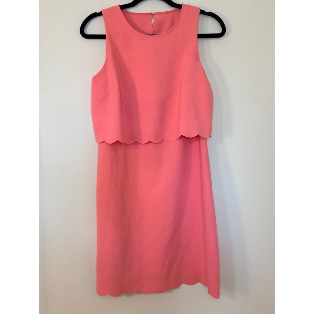 Ann Taylor Loft Coral Pink Scalloped Layered Shift Dress Size 2 Sleeveless